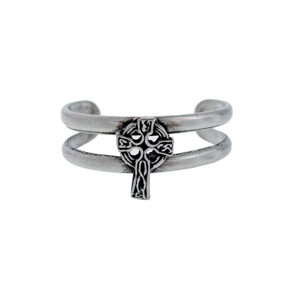 Vintage TMA Thailand Sterling Silver 925 Celtic Knot Cross Adjustable Toe Ring - Picture 1 of 7